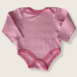 Joe Fresh Baby 12-18M Long Sleeve Pink & White Striped Onesie Bodysuit